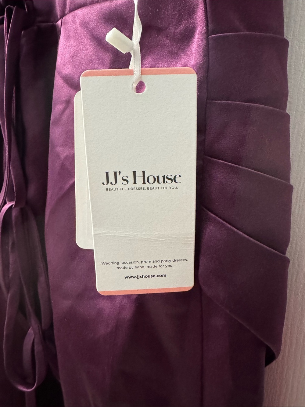 JJ's House Helisa Grape Sheath/Column Cowl Spaghetti Straps Slit Satin Dress - Picture 6 of 9